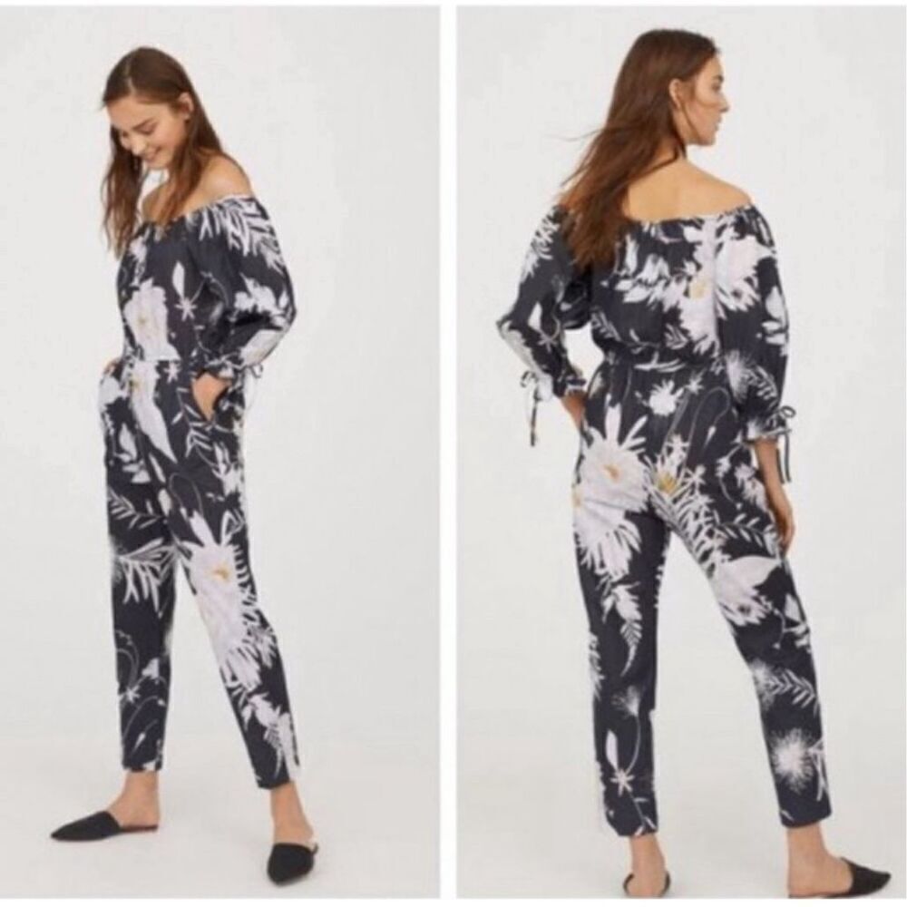 ‎H&M Floral Linen Jumpsuit
